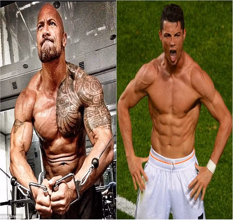 Về cả mặt thể hình, CR7 còn thua xa so với Dwayne Johnson.