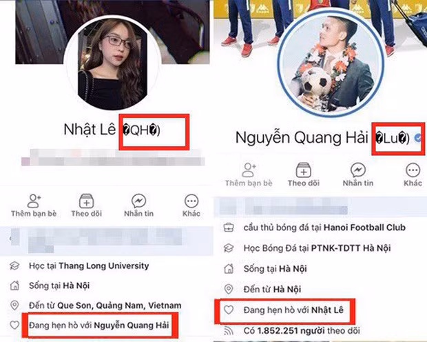 Quang Hải và Nhật Lê công khai mối quan hệ từ năm 2016 và đó là thời điểm Quang Hải giành được nhiều sự chú ý của các huấn luyện viên để được chọn thi đấu trong đội hình quốc gia.