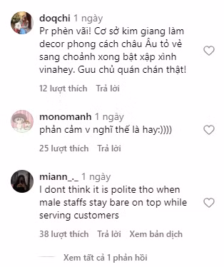 Tranh cãi trong bình luận dưới bài đăng của 1 fanpage khi đăng tải hình ảnh của quán cafe để nhân viên phục vụ ăn mặc có phần thái quá.