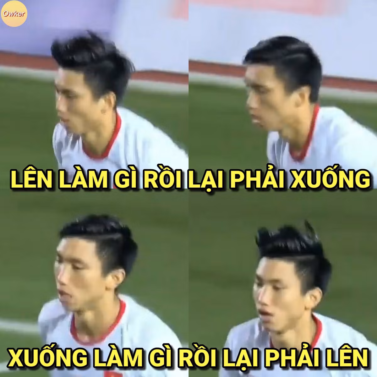 Mái tóc Văn Hậu đẹp bất chấp hoàn cảnh, dù là lên hay xuống thì anh vẫn là cầu thủ đẹp trai nhất đêm nay.