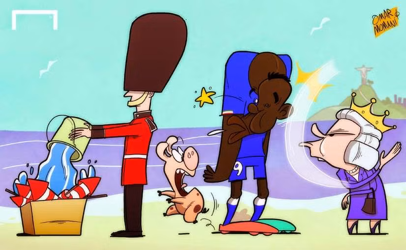 Balotelli đòi hôn nữ hoàng Anh mới giúp Italia đánh bại Costa Rica (kết quả cả Anh và Ý đều rời World Cup sau vòng bảng).