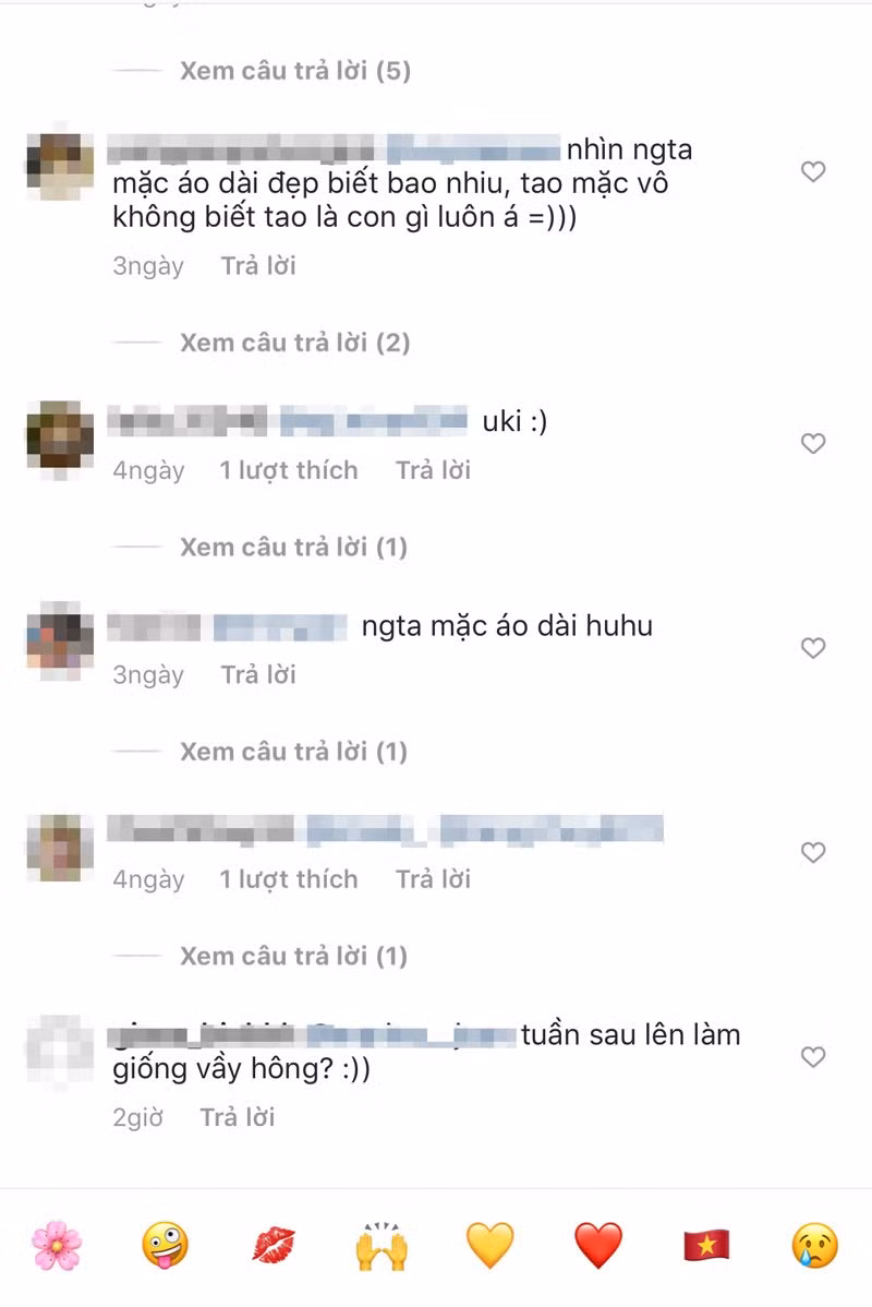 Bức ảnh nữ sinh biến áo dài thành áo bà ba của Trà Giang nhận nhiều khen ngợi từ CĐM. Tài khoản P.T bình luận: "Nhìn vẫn duyên dáng lắm đấy. Giờ có ngay tip biến tấu sương sương này rồi".