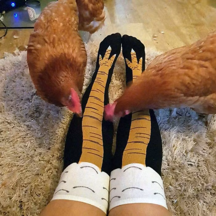 Đôi tất với hình chân gà dù chỉ cao đến đầu gối nhưng đủ để tạo cảm giác "chân thon" cho các chị em khi sử dụng.