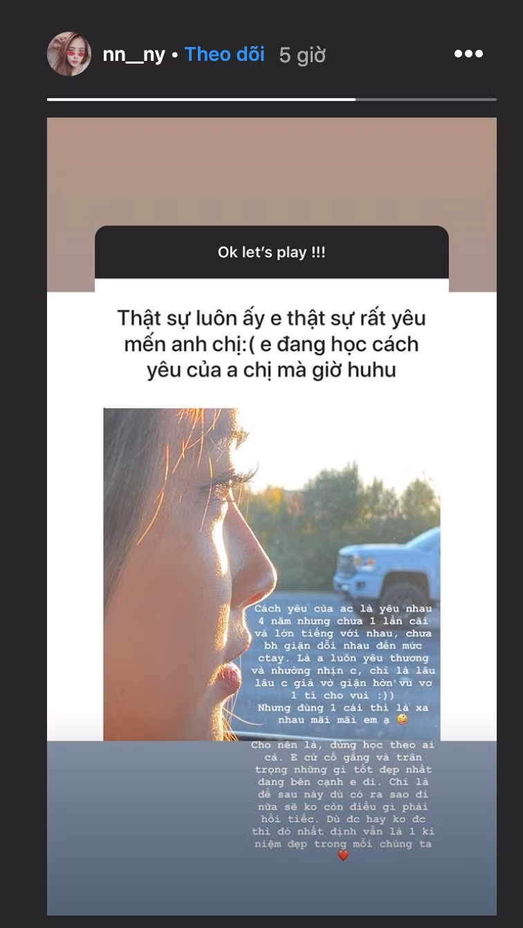 Hot girl cũng chia sẻ suốt 4 năm yêu cặp đôi chưa bao giờ cãi vã lớn tiếng, chưa bao giờ chia tay nhưng đã xa thì sẽ xa nhau mãi mãi. Tuy nhiên cô vẫn cảm thấy hạnh phúc vì 4 năm được yêu một chàng trai tuyệt vời như Minh Vương.