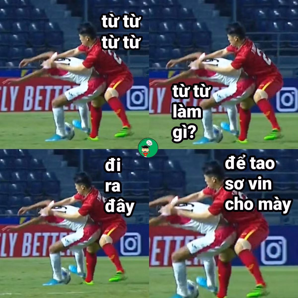 Đình Trọng vào sân là liên tiếp xuất hiện những tình huống cực gát trên sân. Thế nhưng đừng hiểu lầm, anh chàng chỉ muốn sơ-vin cho đối thủ thêm phần tự tin mà thôi.