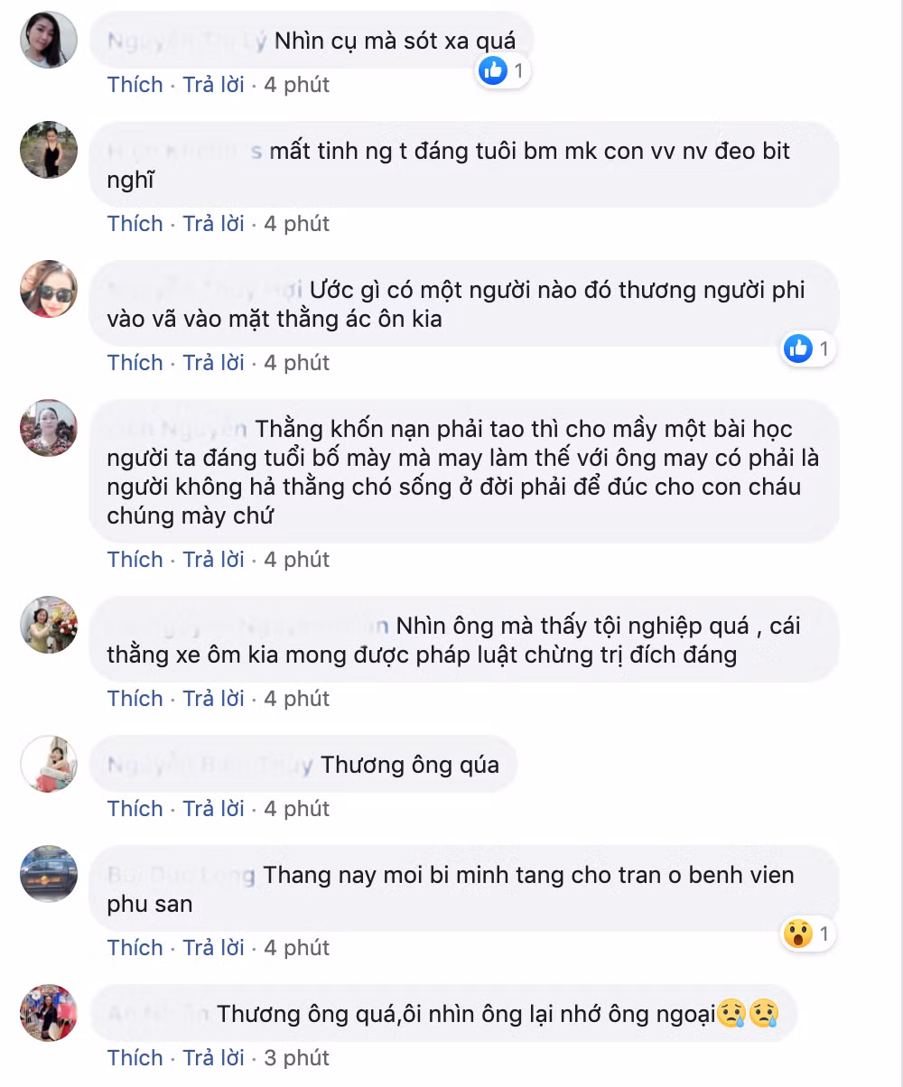 Ngay sau khi thông tin xuất hiện trên mạng xã hội, nhiều người đã tỏ vẻ bức xúc trước hành động côn đồ của gã xe ôm truyền thống. "Loại này phải có ai đấm cho nó gãy xương xem nó có đau không mà nó đánh người bằng tuổi bố nó như thế" - Người dùng T.T.Q bình luận.