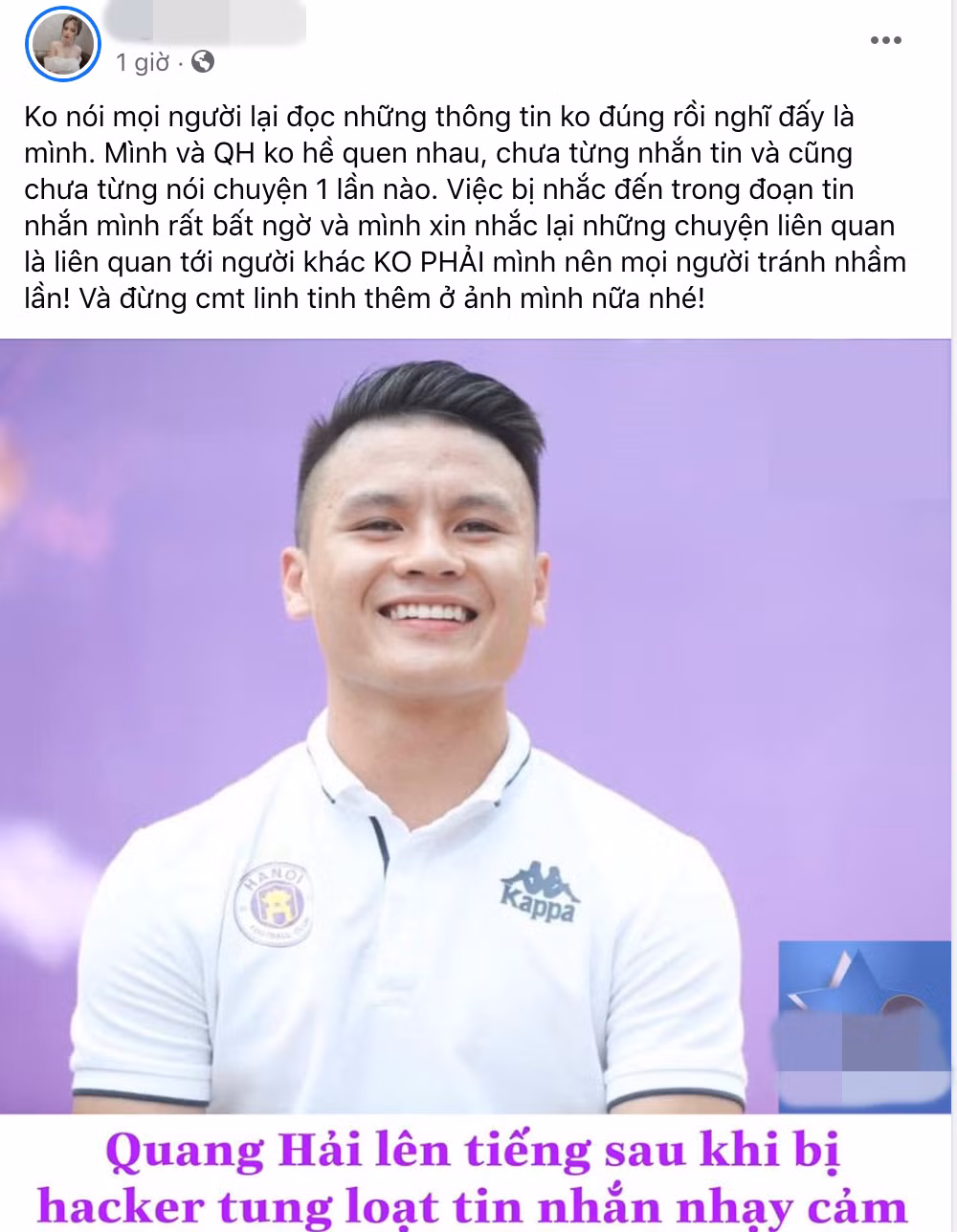 Thay vào đó, cô nàng còn cho biết cô và Quang Hải không quen nhau, cũng chưa từng nói chuyện với nhau bao giờ.