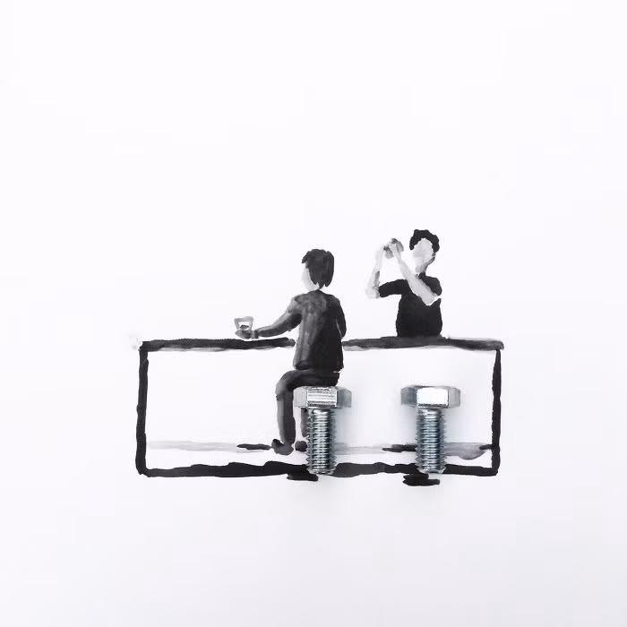 Ghế quầy bar từ đinh vít.