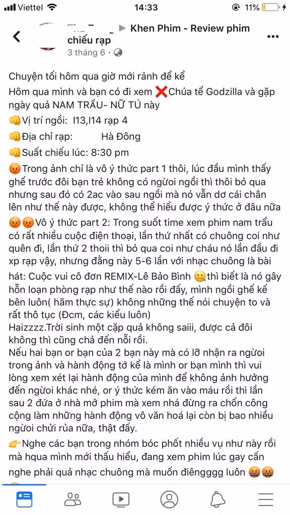 Vì quá bức xúc với hành động của đôi bạn trẻ này mà chủ nhân của bức ảnh đã phải viết ra những dòng trạng thái vô cùng tức giận trên MXH. Bài viết được rất nhiều người chú ý và cư dân mạng đều tỏ rõ sự phẫn nộ của mình qua các lời bình luận.