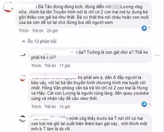 Bà Tân bị dân mạng bóc mẽ, cho rằng lừa dối khán giả vì gọi Thanh Lương là con gái cực ngọt dù không phải vậy.