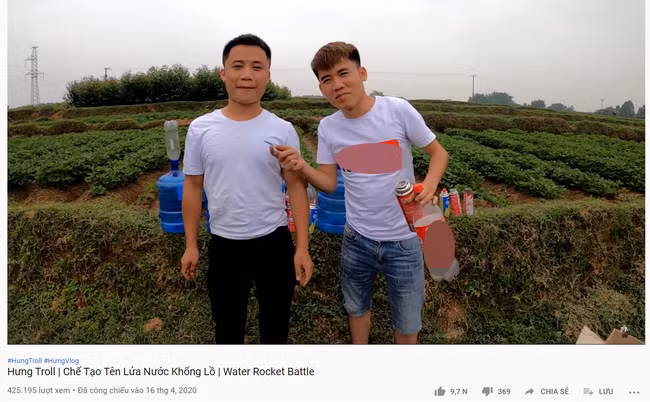 Mới đây, trên kênh Youtube cá nhân, Hưng Vlog đăng tải một clip với tiêu đề: "Chế tạo tên lửa nước khổng lồ". Ngay lập tức, việc này trở thành chủ đề gây tranh cãi trên mạng xã hội.