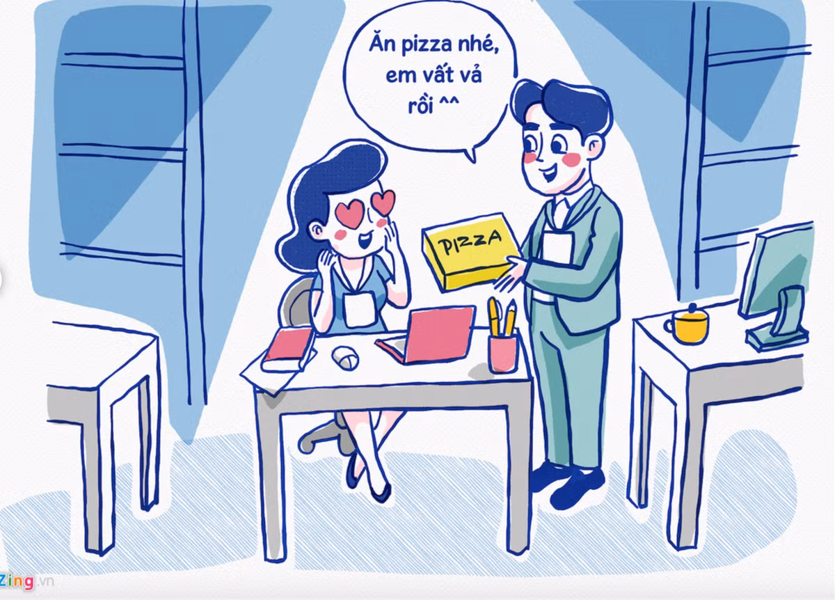 Nếu bắt buộc phải tăng ca thì sếp nên có những hành động cổ vũ tinh thần nhân viên như mua đồ ăn, nước uống. Chính những điều nhỏ nhặt này giúp mối quan hệ cấp trên, cấp dưới thu hẹp khoảng cách và thân thiện hơn. Ảnh: Zing.vn