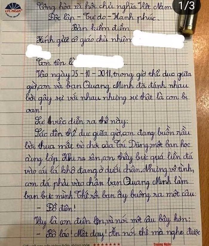 Bản kiểm điểm "đầy ai oán" và siêu đáng yêu của học sinh lớp 4 gây sốt mạng xã hội.