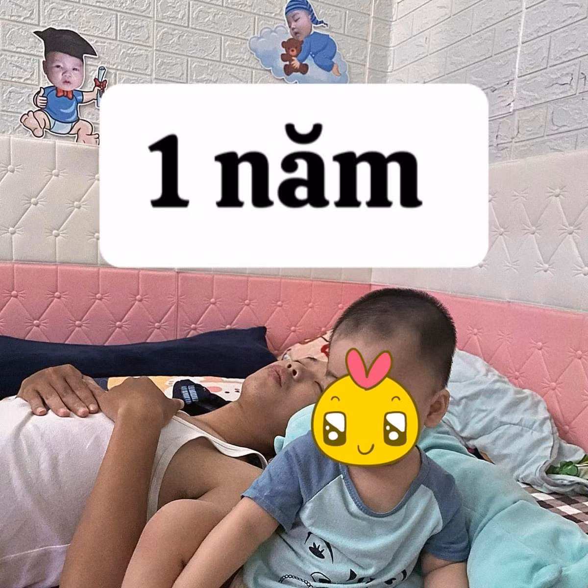Hình ảnh của ông chồng lúc con được 1 tuổi.