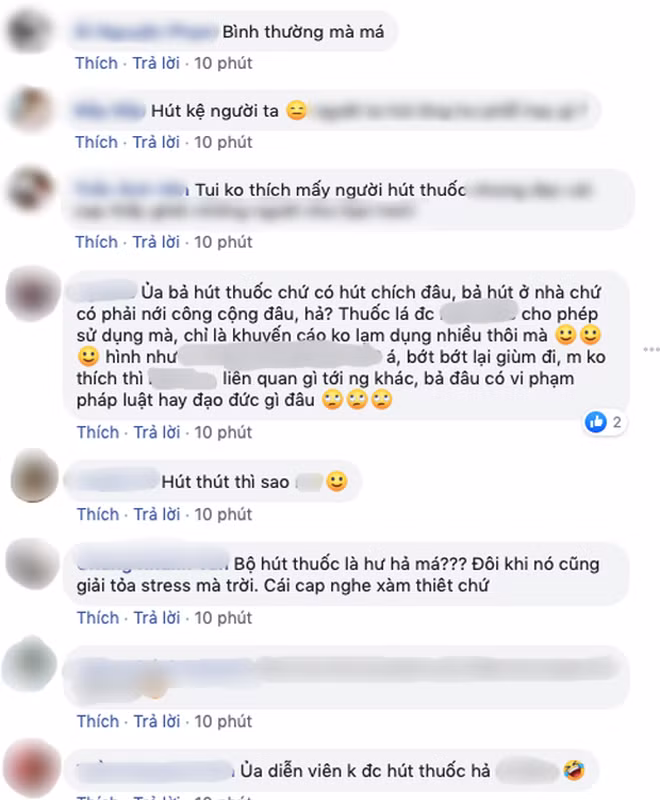 Bên cạnh đó cũng có ý kiến bênh vực Cao Thái Hà khi đưa ra giải thích rằng thuốc lá không phải chất cấm và việc hút thuốc là quyền cá nhân của nữ diễn viên. Ngoài ra, nếu xem việc hút thuốc như một cách giải tỏa áp lực mà các nghệ sỹ thường phải đối mặt thì Cao Thái Hà chia sẻ video này cũng không đáng trách.