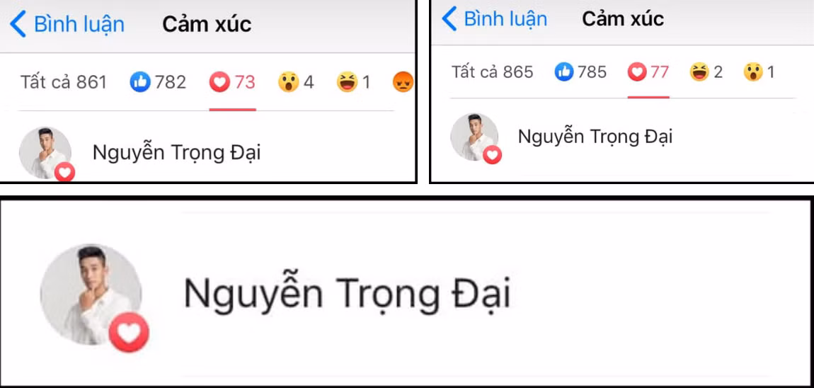 Trọng Đại rất chăm chỉ thả tim vào ảnh, trạng thái của cô gái anh theo dõi trên mạng xã hội.