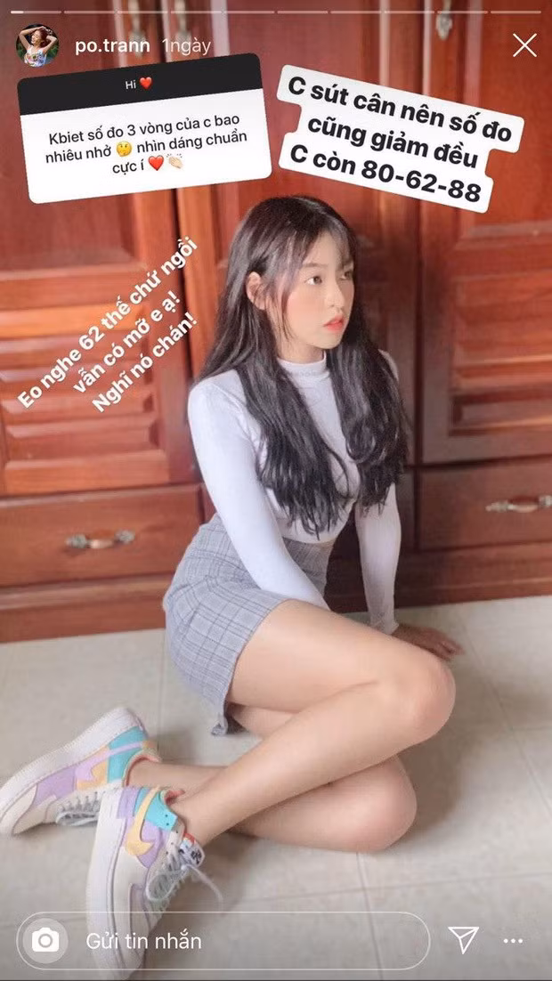 Bên cạnh đó, hot girl "bắp cần bơ" còn chia sẻ số đo ba vòng lý tưởng của mình. Theo đó, số đo lần lượt là 80-62-88, tuy nhiên cô nàng vẫn chưa thực sự hài lòng với số đo vòng 2 của mình. Thanh Tâm chia sẻ vòng 2 của cô vẫn khá... thừa mỡ, vậy nên cần tập luyện thêm.