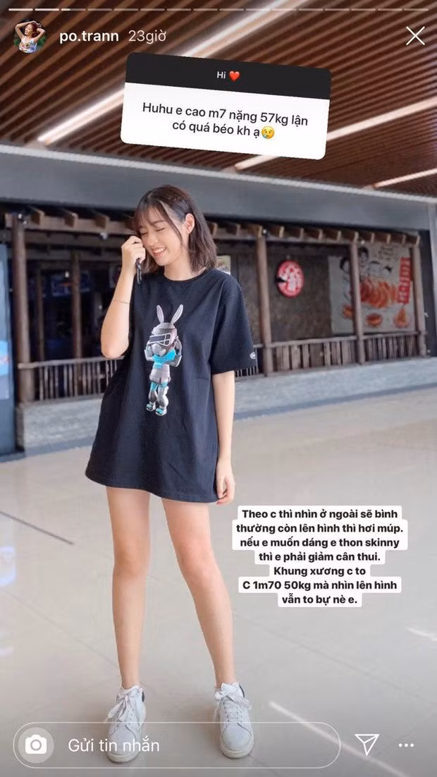 Mới đây, trên Instagram cá nhân của mình, Thanh Tâm đã dùng phần "Hãy đặt câu hỏi cho tôi" trên story cá nhân. Cô nàng nhận lại khá nhiều câu hỏi. Trong đó, câu hỏi được nhiều người quan tâm nhất chính là khi cô nàng trả lời về chiều cao và cân nặng của mình. Thanh Tâm tiết lộ cô nàng chỉ 50kg trong khi cao 1m70, đây là một tỉ lệ dưới chuẩn cân nặng, thế nhưng vì khung xương khá to nên những lần lên hình trước ống kính máy quay có phần hơi... mũm mĩm.