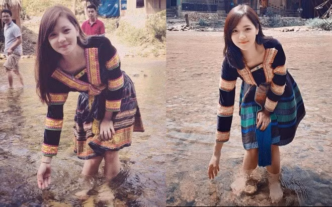 Lê Thu Hương (sinh năm 1993, Hà Nội) từng được biết đến với biệt danh “hot girl dân tộc”. Cô nàng từng “làm mưa làm gió” mạng xã hội với ngoại hình xinh đẹp rạng rỡ khi diện trang phục dân tộc chụp ảnh bên dòng suối.