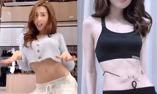 Diễn viên Vu quy đại náo là người đầu tiên làm thử thách khoe eo này. (Ảnh chụp màn hình)