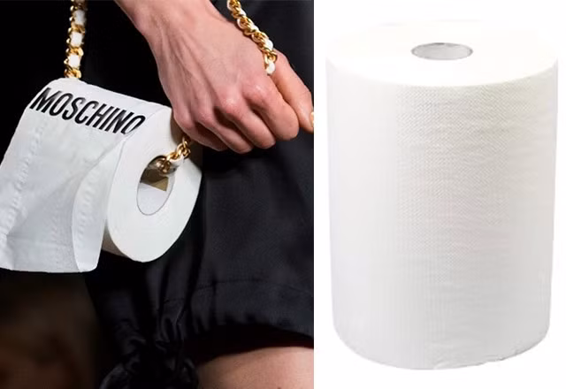 Có lẽ nhà thiết kế của Moschino đã nhiều lần rơi vào trường hợp dở khóc dở cười khi đi vệ sinh mà hết giấy nên ám ảnh chăng?