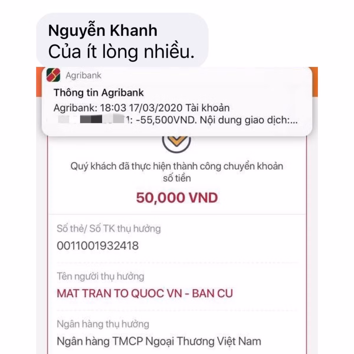 Góp cho Tổ quốc trong tình hình dịch bệnh như hiện nay cũng là đáng quý.