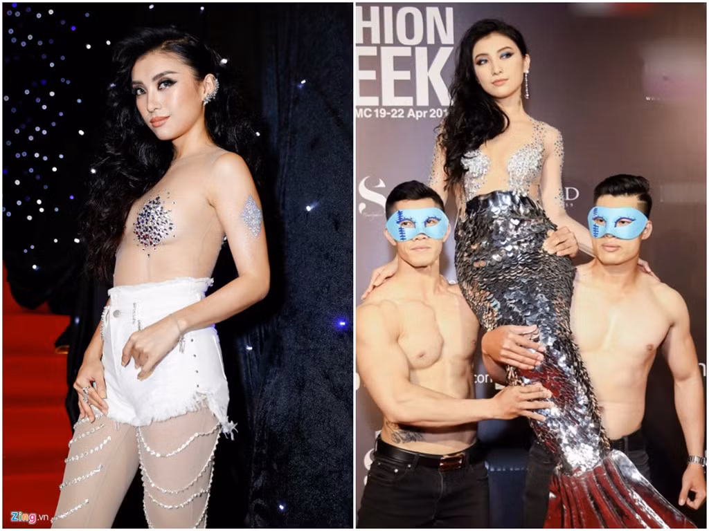Tiêu Châu Như Quỳnh xuất hiện tại VIFW 2018 gây tranh cãi khi mặc táo bạo, lột đồ trên thảm đỏ. (Ảnh: Zing)
