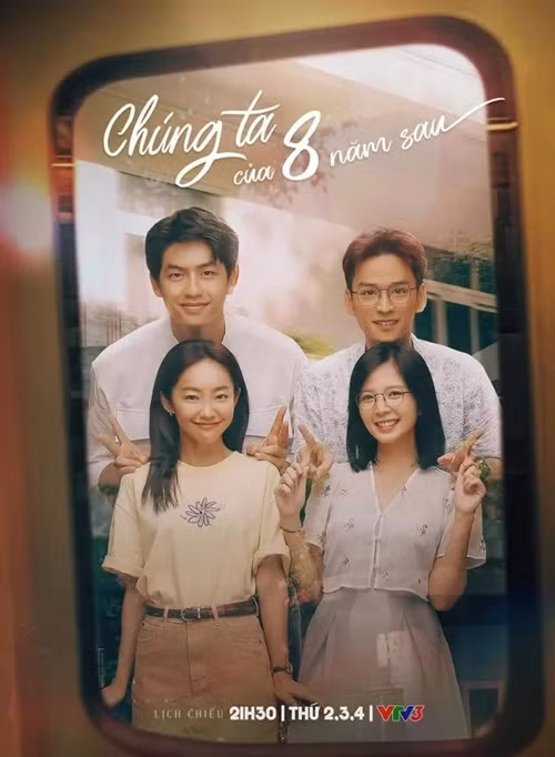Chúng ta của 8 năm sau lên sóng vào tháng 11/2023 và kết thúc vào tháng 3/2024. Nội dung phim xoay quanh nhóm 4 người gồm Dương, Lâm, Tùng, Nguyệt ở 2 thời điểm cách nhau 8 năm. Chúng ta của 8 năm sau đang được đề cử ở hạng mục Phim truyền hình ấn tượng ở VTV Awards 2024. Ảnh: VTV.
