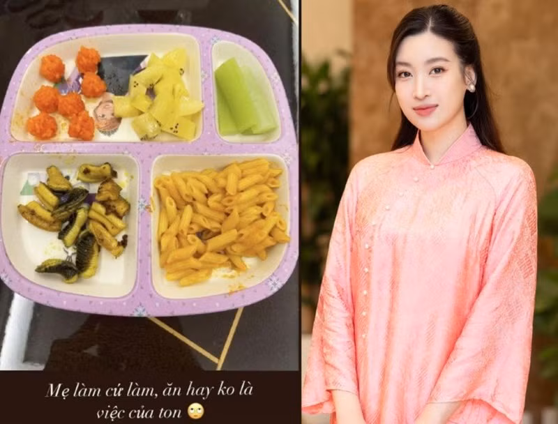 Mỹ Linh từng hài hước viết khi nấu ăn cho con: "Mẹ làm cứ làm, ăn hay không là việc của con", "Xúc xích gà rau củ, mong con gái yêu nể tình, chứ đừng ăn cơm không". Ảnh: Phụ Nữ Pháp Luật.