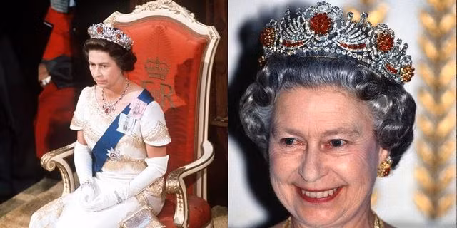 Nữ hoàng Elizabeth II đã nhận được gần 100 viên ruby Miến Điện. Những hạt ngọc đỏ quý giá này sau đó đã được kết hợp với kim cương để chế tác thành một trong những chiếc vương miện đắt đỏ nhất thế giới.