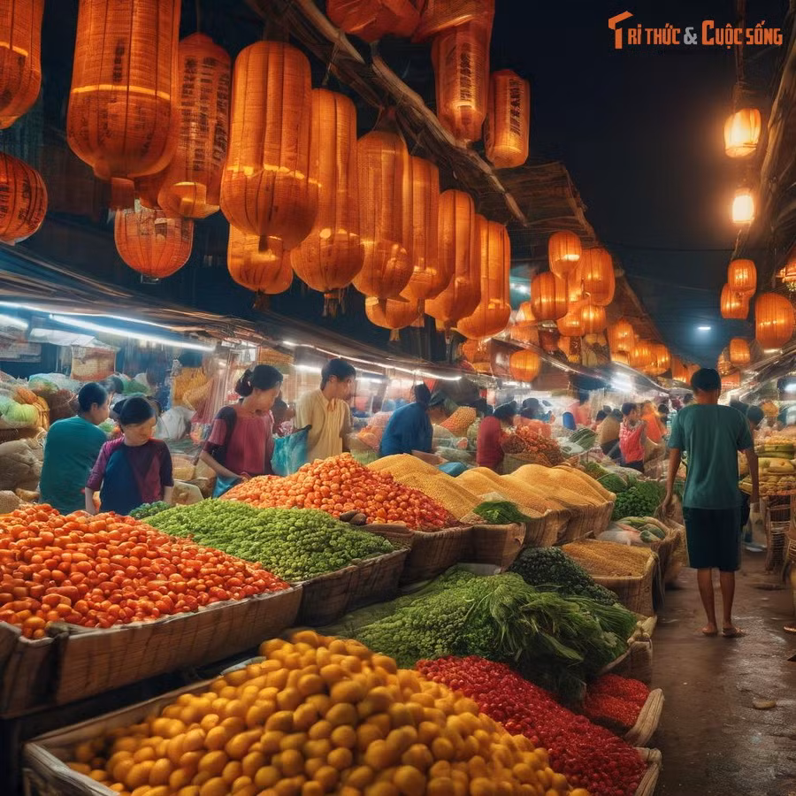 Người mua kẻ bán nhộn nhịp trong khu chợ được tạo ra bằng sức mạnh của trí tuệ nhân tạo.