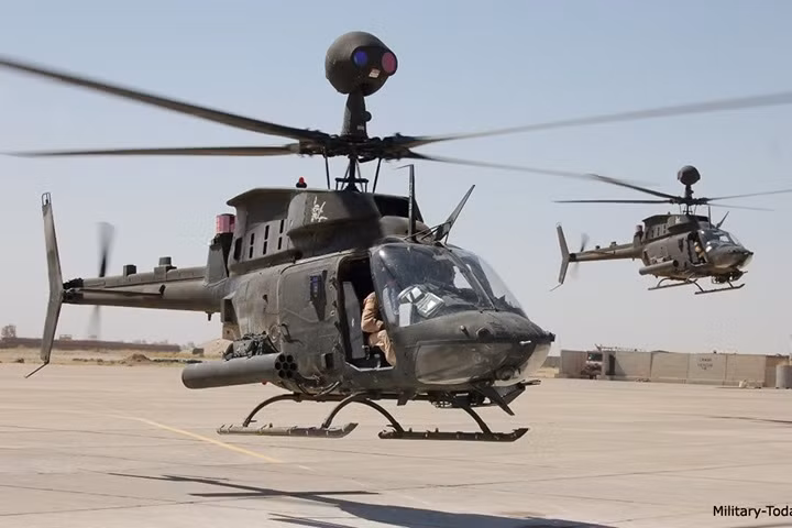 OH-58D có thể trang bị súng máy 12,7mm, tên lửa chống tăng Hellfire, và cả tên lửa không đối không Stinger.