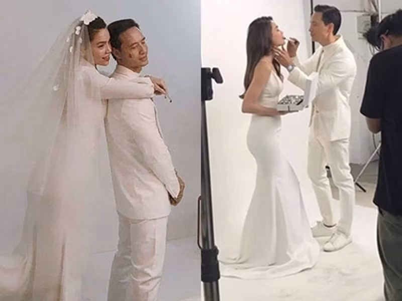 Tuy nhiên, một số hình ảnh Hồ Ngọc Hà mặc váy cô dâu chỉ để phục vụ cho công việc.