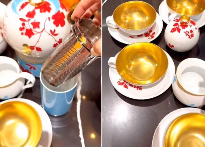 Đoàn Di Băng còn mua bộ ấm trà trị giá 60 triệu đồng của Thái Công.