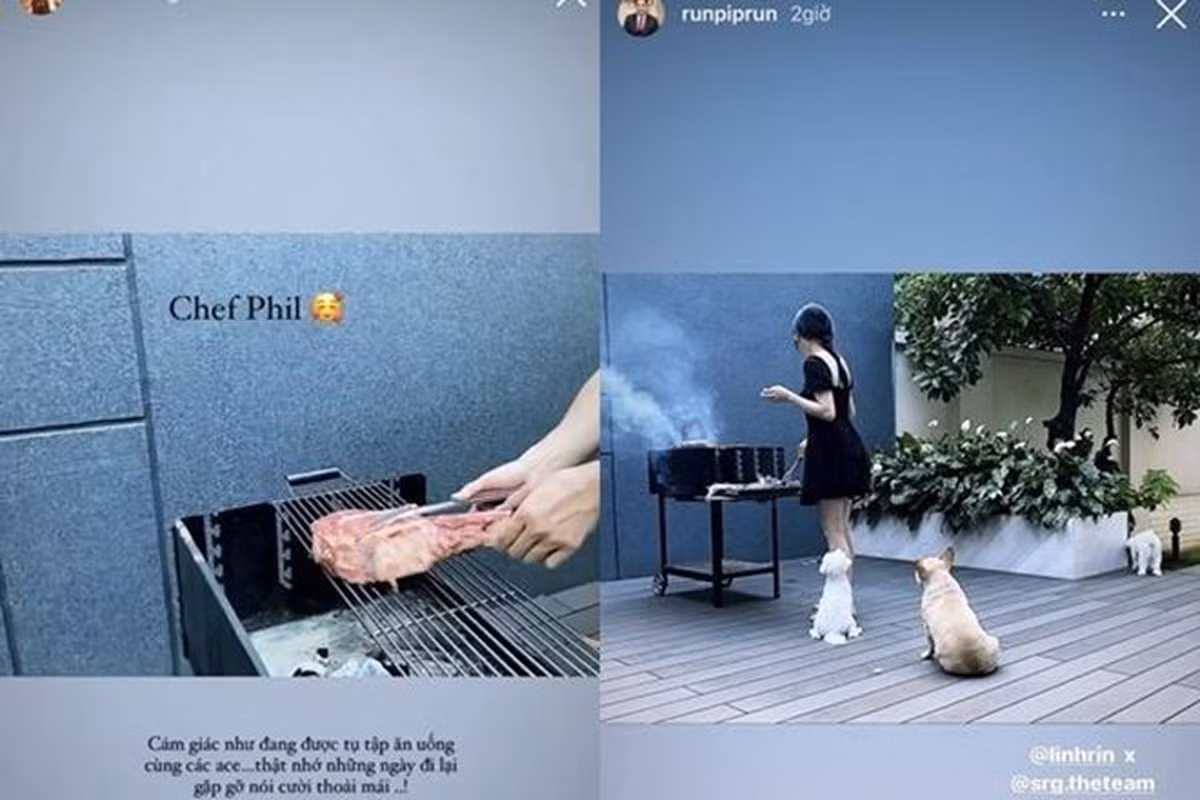 Khoảng sân rộng rãi là nơi cặp đôi tổ chức những buổi tiệc nướng ngoài trời.