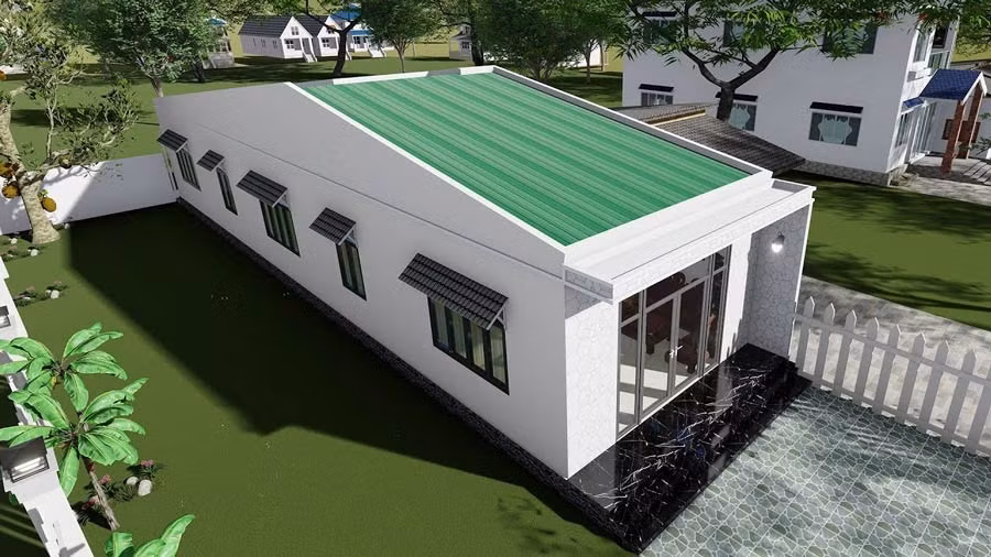 Nhà cấp 4 mái tôn được nhiều người lựa chọn bởi chi phí thấp và tính thẩm mỹ cao. Ảnh: Neohouse