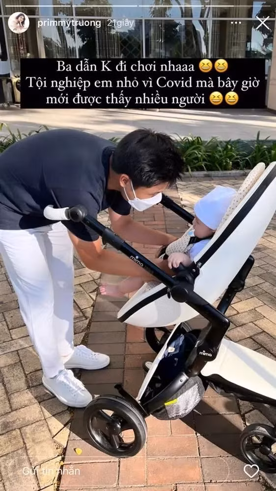 Nếu như trước kia Phan Thành thường xuyên xuất hiện bên dàn siêu xe đình đám thì giờ đây chàng thiếu gia Sài Gòn dành nhiều thời gian cho con hơn. Ảnh: FBNV