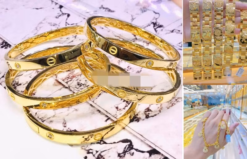 Các mặt hàng vàng và đồ trang sức tại chợ Thiếc Sài Gòn khá đa dạng. Ảnh: Báo Công Thương