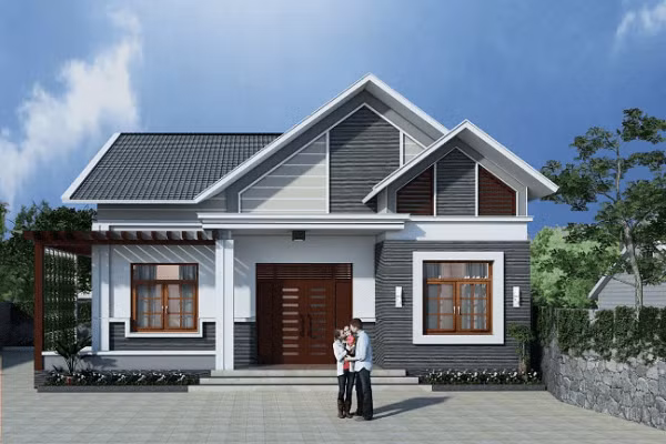 Mái chữ A với độ dốc lớn vừa mang đến kiến trúc ngoại thất hài hòa, đẹp mắt vừa giúp lưu thông không khí. Ảnh: Xaynhadeponline