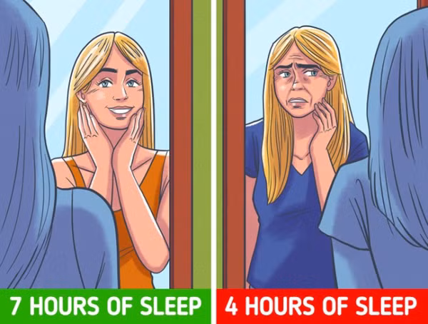 3. Thiếu ngủ. Kết quả nghiên cứu chỉ ra, ngủ ít hơn 7 giờ mỗi đêm có thể làm giảm tuổi thọ, tăng quá trình lão hóa khiến bạn già hơn so với tuổi thật. Cụ thể, thiếu ngủ khiến sức khỏe thể chất lẫn tinh thần suy giảm, bắt đầu ngày mới không hiệu quả. (Ảnh: Brightside)