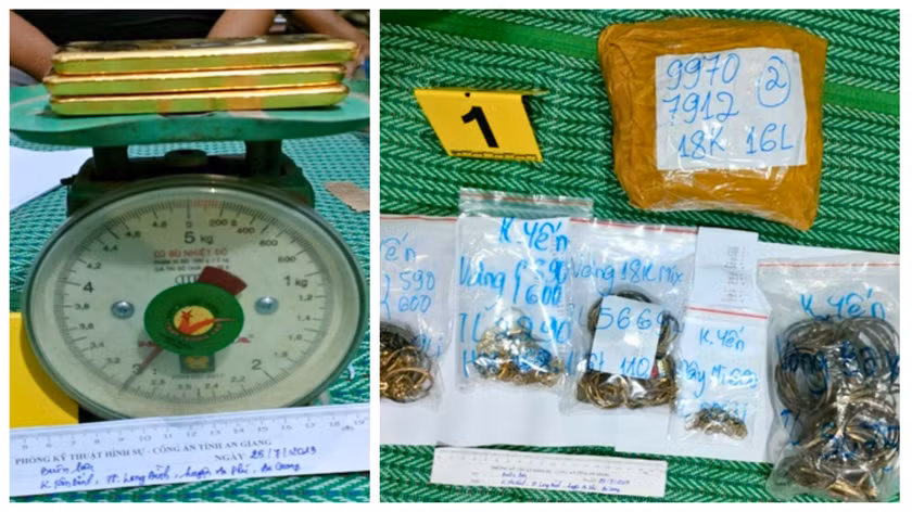 Các lực lượng trực thuộc Công an An Giang khống chế và mời hai đối tượng Hồ Văn Sơn và Nguyễn Hoài Tâm (cùng trú tại huyện An Phú) về làm việc. Tại hiện trường, lực lượng chức năng thu giữ nhiều thỏi vàng và nữ trang với tổng trọng lượng khoảng 19kg. Nguyễn Tấn Phong sau đó cũng đã ra đầu thú. Tiếp tục khám xét nơi ở của các đối tượng, công an tỉnh còn thu giữ nhiều thỏi kim loại màu vàng và nữ trang với tổng trọng lượng khoảng 14kg.