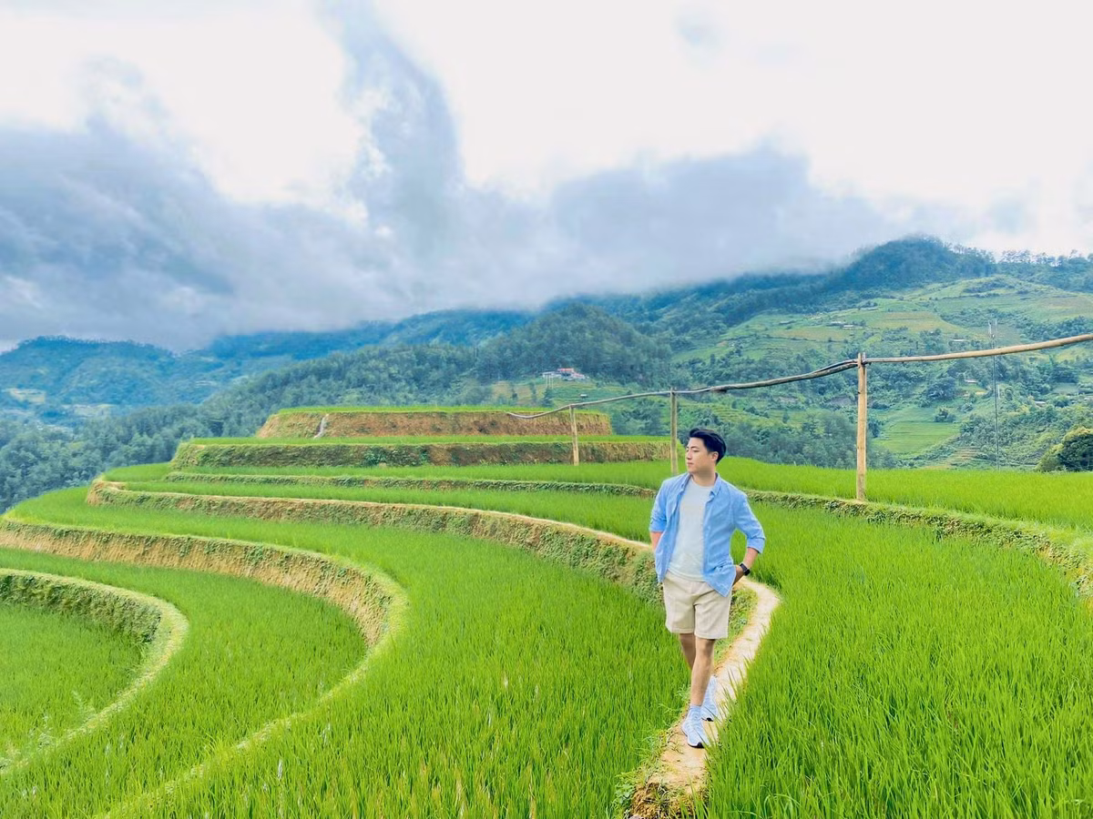Cách Hà Nội hơn 300 km về phía Bắc, Mù Cang Chải là một trong những địa điểm vào mùa lúa xanh ở Yên Bái. Nếu đã từng mê mệt mùa lúa chín với sắc vàng óng ả thì hãy tin rằng Mù Cang Chải mùa lúa xanh cũng khiến nhiều du khách trầm trồ không thôi. Ảnh: Mạnh Đức