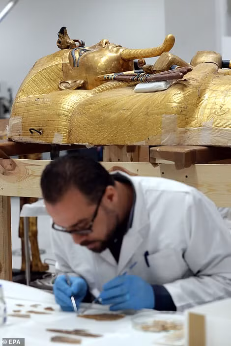Chính vì vậy, các chuyên gia nhanh chóng tiến hành dự án phục hồi cỗ quan tài vàng của Tutankhamun để tránh nó bị hư hại ngày càng nặng hơn.
