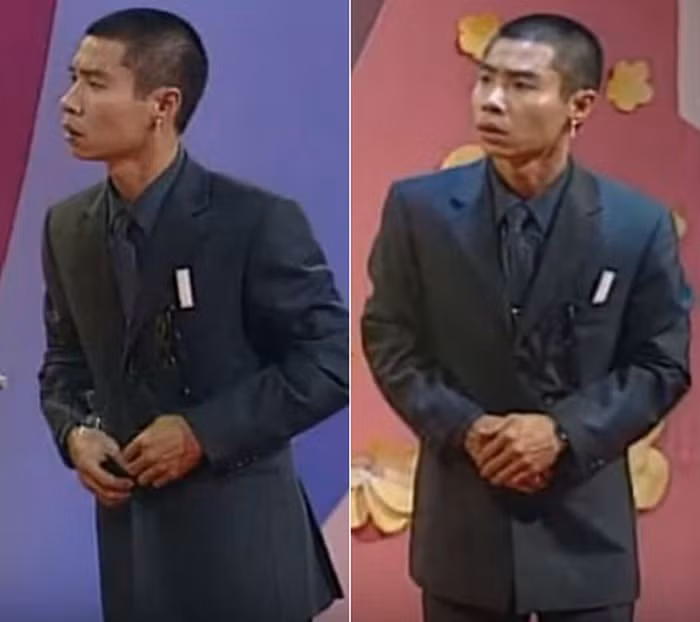 Năm đầu tiên Táo Quân lên sóng là năm 2003, "Bắc Đẩu" Công Lý mặc bộ suit đen lịch lãm, để đầu cua và đeo khuyên tai.