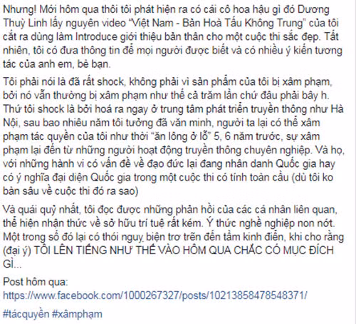 Vua dang quang hoa hau, Duong Thuy Linh bi to xam pham tac quyen
