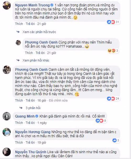 Mạnh Trường, Thu Quỳnh động viên Phương Oanh.