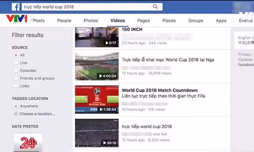 Việc vi phạm bản quyền World Cup 2018 diễn ra tràn lan trên mạng xã hội.