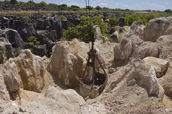 Trữ lượng phốt phát khổng lồ trên đảo Nauru là kết quả của việc chim thải phân (guano) trong vài nghìn năm. Do phốt phát nằm gần mặt đất nên con người có thể tách chúng một cách dễ dàng.