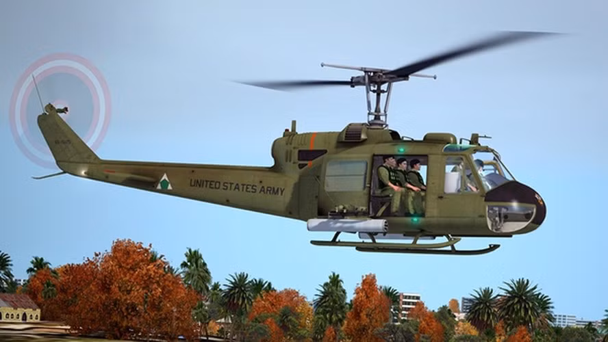 UH-1 là loại trực thăng đa năng có thể gắn vũ khí để trở thành một trực thăng vũ trang yểm trợ hỏa lực lợi hại trên không.
