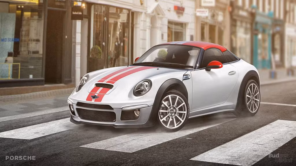 Siêu xe nổi tiếng Porsche được đánh giá có thiết kế khá phù hợp với dáng Mini. Nếu được hãng xe hơi Mini sản xuất vẫn giữ được thiết kế đặc trưng vốn có của mình như đường roofline dốc thoải. Riêng miếng ốp đen ở vè cua bánh xe và phía dưới bệ bước chân lại đậm chất thiết kế của Mini.